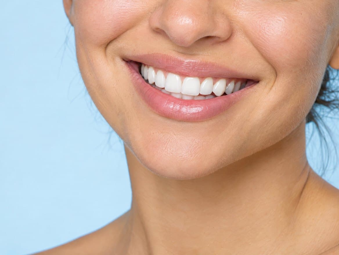 Sourire lumineux aux dents blanches et naturelles